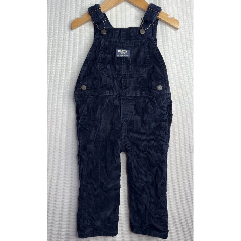 OshKosh B'gosh Navy Blue Corduroy Overalls Toddler 18M Vestbak Unisex